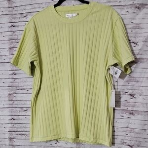 Good American Lime Green Ribbed Boyfriend Tee